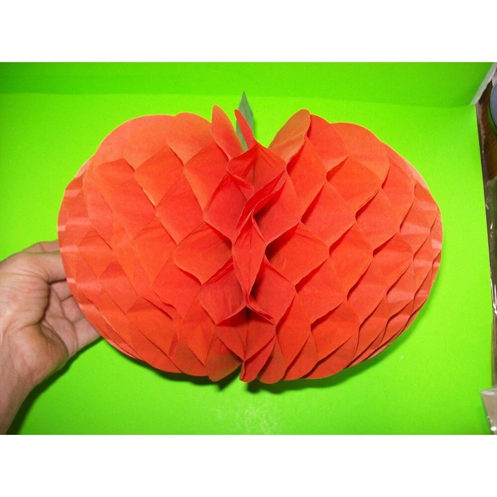 Halloween Paper Accordion JOL Orange Pumpkin Table Decoration  Vintage Fold Out